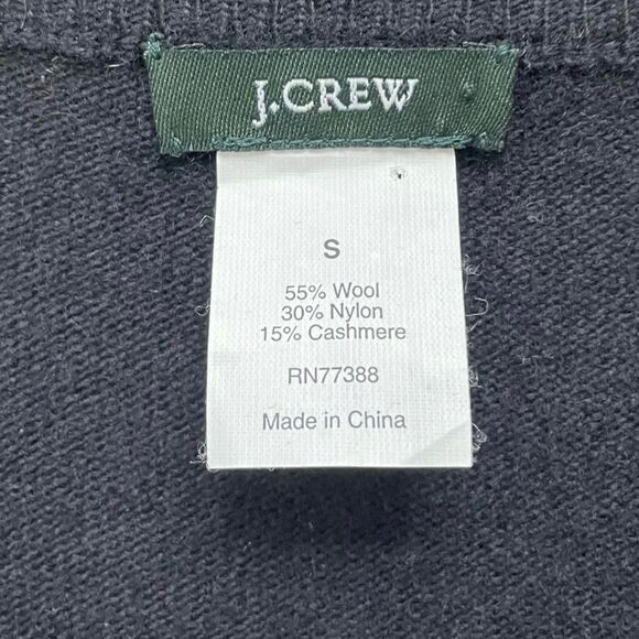 J. Crew Black Cashmere Wool Blend Full Zip Cardigan Sequin Placket Size Small - Picture 8 of 11